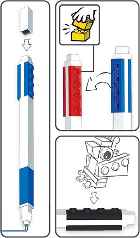 IQ LEGO Stationery Colored Gel Pens 3 Pack with Building Bricks in Saudi Arabia