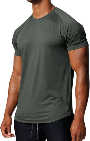 Runcati Mens Workout Short Sleeve T-Shirt Moisture Wicking Running Athletic Stretch Tee Tops in Saudi Arabia