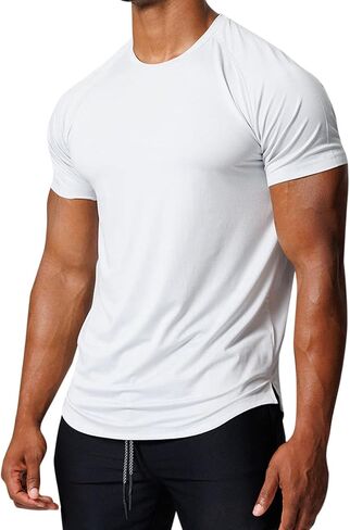 Runcati Mens Workout Short Sleeve T-Shirt Moisture Wicking Running Athletic Stretch Tee Tops in Saudi Arabia