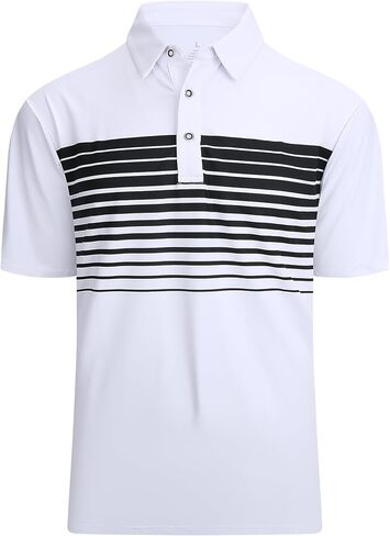 Alex Vando Mens Striped Golf Shirt Moisture Wicking Quick-Dry Sports Polo Shirts in Saudi Arabia