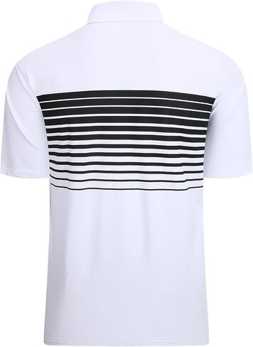 Alex Vando Mens Striped Golf Shirt Moisture Wicking Quick-Dry Sports Polo Shirts in Saudi Arabia