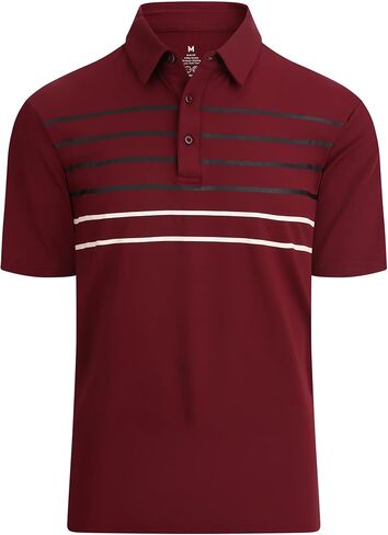 Alex Vando Mens Striped Golf Shirt Moisture Wicking Quick-Dry Sports Polo Shirts in Saudi Arabia