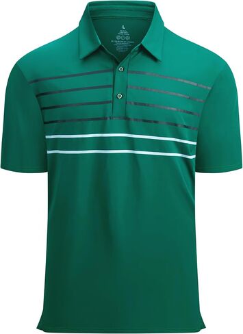 Alex Vando Mens Striped Golf Shirt Moisture Wicking Quick-Dry Sports Polo Shirts in Saudi Arabia