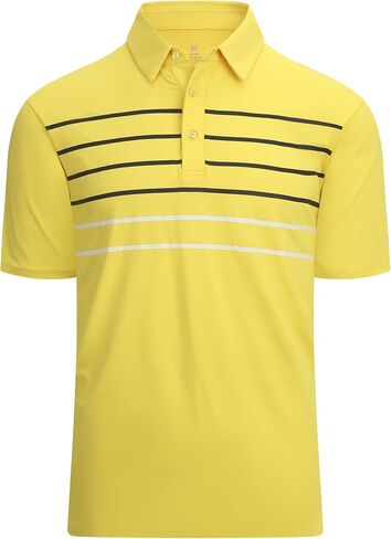 Alex Vando Mens Striped Golf Shirt Moisture Wicking Quick-Dry Sports Polo Shirts in Saudi Arabia