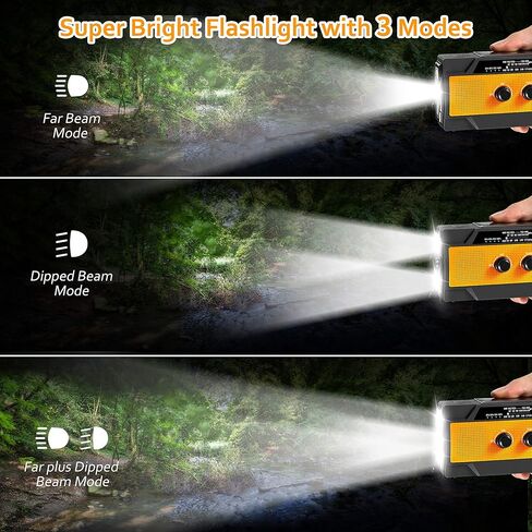 راديو الطقس في حالات الطوارئ، راديو يعمل بالطاقة الشمسية، مصباح يدوي للتخييم والمشي لمسافات طويلة باللون البرتقالي in Kuwait