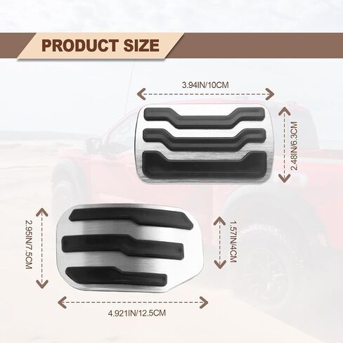 2PCS Aluminum Alloy Brake Gas Pedal Pads, Compatible with Ford F150 2015 2016 2017 2018 2019 2020, Auto No Drilling Accelerator Pedal Covers Onl (Black) in Saudi Arabia