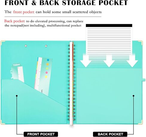 5 Subject Notebook Hardcover Clipboard with Storage Spiral Notebook with Pocket Dividers 160 Pages Thick Paper 8.5x11 College Ruled Notebooks in Saudi Arabia