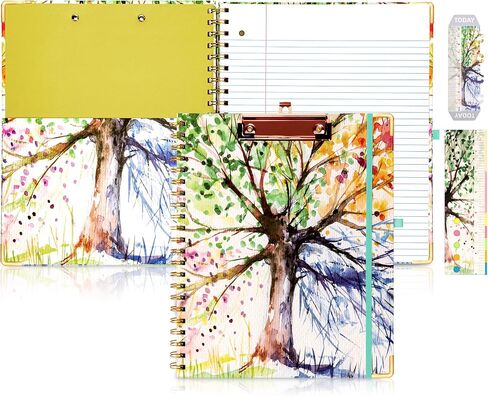 5 Subject Notebook Hardcover Clipboard with Storage Spiral Notebook with Pocket Dividers 160 Pages Thick Paper 8.5x11 College Ruled Notebooks in Saudi Arabia