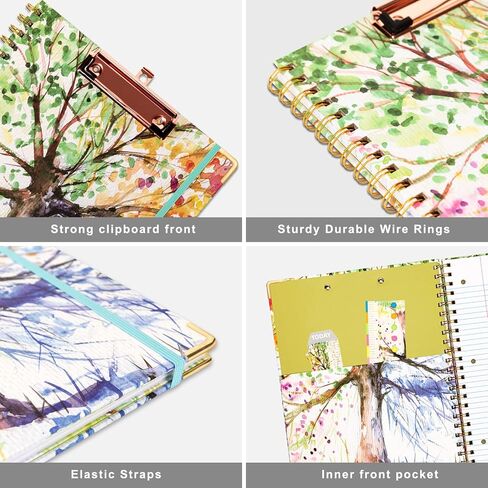 5 Subject Notebook Hardcover Clipboard with Storage Spiral Notebook with Pocket Dividers 160 Pages Thick Paper 8.5x11 College Ruled Notebooks in Saudi Arabia