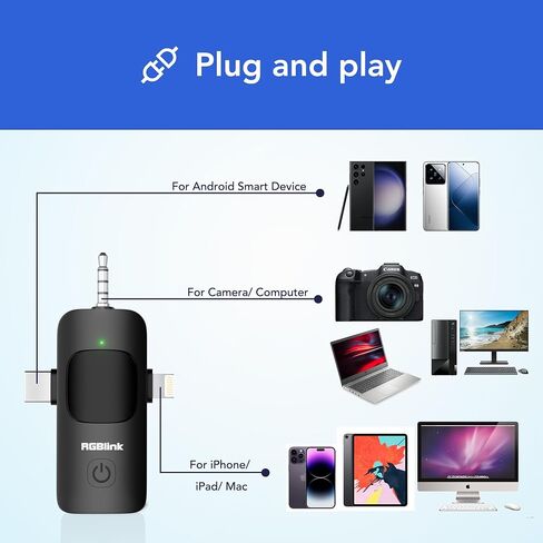 RGBlink 3 in 1 Wireless Microphone, Mini Microphone Wireless in Saudi Arabia