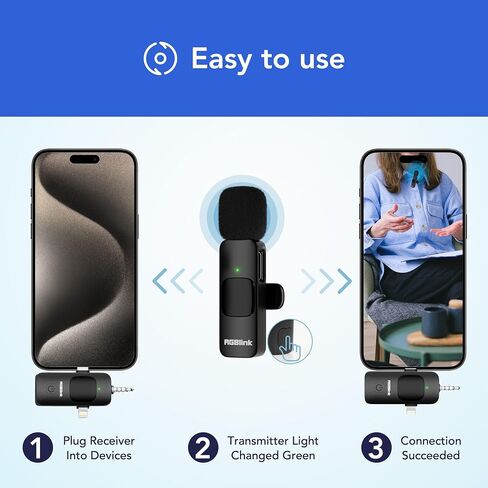 RGBlink 3 in 1 Wireless Microphone, Mini Microphone Wireless in Saudi Arabia