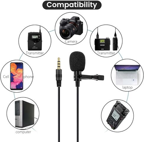 2 Pack Lapel Microphone Fit for Rode Wireless GO 2 / II & DJI Mic, Sennheiser Wireless System Bodypack Transmitter, Bodypack Transmitters Condenser Mic for Lecture broadcasts and Live Performances in Kuwait