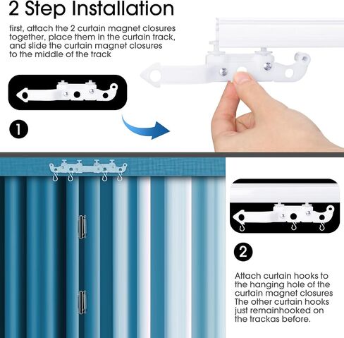 Curtains Prevent Light Leakage Track Anti Light Leakage Cross Magnetic Closure Automatic Pulley Crossover with 8 Pcs Curtain Magnet Closure Magnet Clips for Traverse Curtain Track Rods in Saudi Arabia