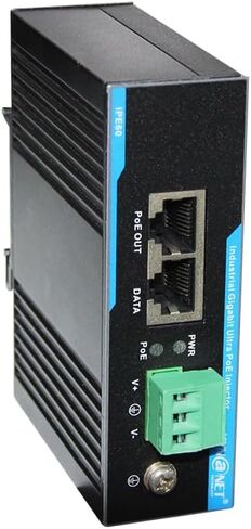 جيجابت الصناعية PoE حاقن 60 واط IEEE802.3at /af متوافق 45 فولت-56 فولت تيار مستمر مدخلات PoE محول الطاقة مع تركيب السكك الحديدية Din in Saudi Arabia