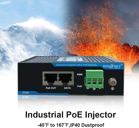 جيجابت الصناعية PoE حاقن 60 واط IEEE802.3at /af متوافق 45 فولت-56 فولت تيار مستمر مدخلات PoE محول الطاقة مع تركيب السكك الحديدية Din in Saudi Arabia