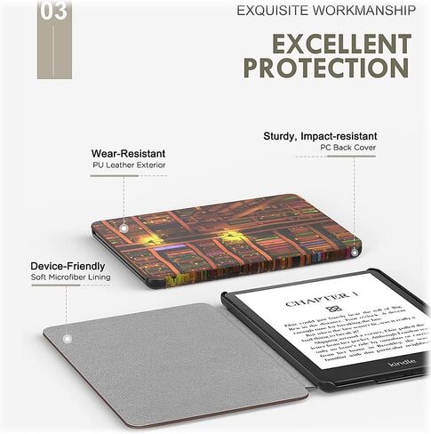 SaharaCase Folio Case Kindle Paperwhite (11th Generation 2021-2023 Release) [Shockproof Bumper] Kickstand PU Leather Rugged Protection Anti-Slip Grip (Black) in Saudi Arabia