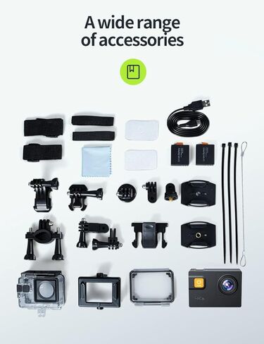 Action CAM 4K/30fps 20MP Gyroscope Anti-Vibration 40M Underwater Wi-Fi Camera Wide Angle 170° Camera with 2x1050mAh Battery, Photo Bag and Accessories in Saudi Arabia