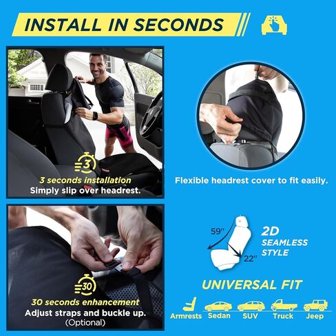 Waterproof Car Seat Cover - Washable & Deodorant Sweat Protector for Post Workout, Women Men Dogs' Universal Seat Covers for Cars Trucks SUV, Use as Neck Pillow in Saudi Arabia