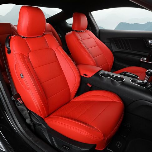GIANT PANDA Custom Fit Full Set Car Seat Covers for Ford Mustang Convertible 2015 2016 2017 2018 2019 2020 2021 2022 2023 2024, Faux Leather, Black in Kuwait