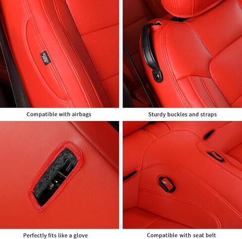GIANT PANDA Custom Fit Full Set Car Seat Covers for Ford Mustang Convertible 2015 2016 2017 2018 2019 2020 2021 2022 2023 2024, Faux Leather, Black in Kuwait