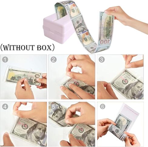 100 PCS Cake Money Box Transparent Bag with 10 Colorful Paper, Resealable Cellophane Food Safe Adhesive Self-Sealing Clear Plastic Packing Bag for Birthday Wedding Party Decor (Box Not Included) in Saudi Arabia