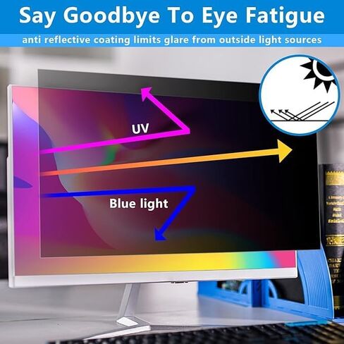 [2-Pack] 21.5 Inch Computer Privacy Screen Filter for 16:9 Widescreen Monitor, Removable Eye Protection Anti Glare Blue Light Filter Privacy Shield, Anti Spy Screen Protector Film 21.5 In in Saudi Arabia