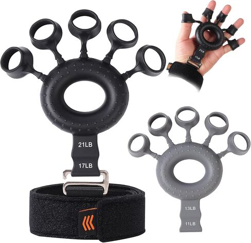 Silicone Finger Trainer - Grip Strength Trainer For Forearms, Hands And Fingers, 4 Resistance Levels, Finger Stretchers And Hand Exercise Rings, Improve Hand Strength And Flexibility, Hand Grip Strengthener, Hand Exercise Equipment in Saudi Arabia