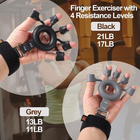 Silicone Finger Trainer - Grip Strength Trainer For Forearms, Hands And Fingers, 4 Resistance Levels, Finger Stretchers And Hand Exercise Rings, Improve Hand Strength And Flexibility, Hand Grip Strengthener, Hand Exercise Equipment in Saudi Arabia