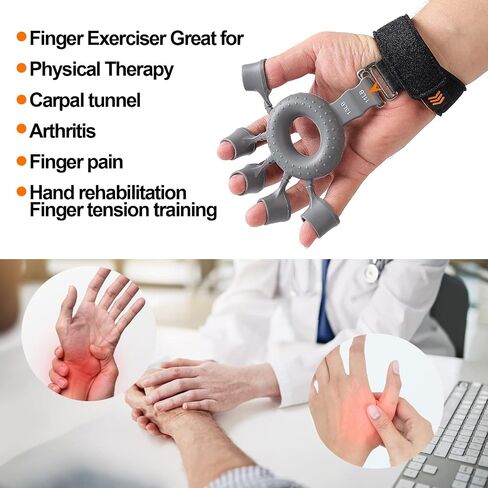 Silicone Finger Trainer - Grip Strength Trainer For Forearms, Hands And Fingers, 4 Resistance Levels, Finger Stretchers And Hand Exercise Rings, Improve Hand Strength And Flexibility, Hand Grip Strengthener, Hand Exercise Equipment in Saudi Arabia