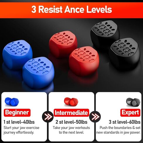 جهاز تمرين الفك للرجال والنساء، 6 قطع من السيليكون لتدريب الفك على الوجه، مدرب قوي لتنحيف الوجه للمستخدمين متعددي المستويات مع حقيبة (8 عبوات) in Kuwait