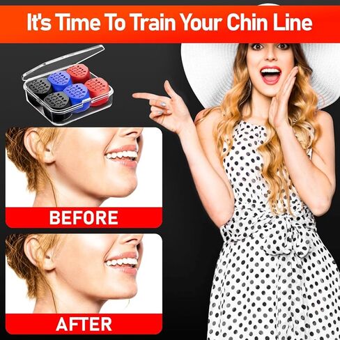 جهاز تمرين الفك للرجال والنساء، 6 قطع من السيليكون لتدريب الفك على الوجه، مدرب قوي لتنحيف الوجه للمستخدمين متعددي المستويات مع حقيبة (8 عبوات) in Kuwait