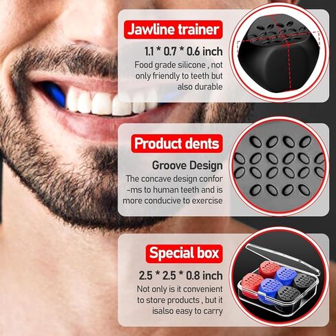 جهاز تمرين الفك للرجال والنساء، 6 قطع من السيليكون لتدريب الفك على الوجه، مدرب قوي لتنحيف الوجه للمستخدمين متعددي المستويات مع حقيبة (8 عبوات) in Kuwait