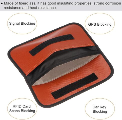 MECCANIXITY 2Pcs Faraday Bag, RFID Signal Blocking Pouch Fiberglass Wallet 7.87 Inch Anti-Tracking Anti-Spying for Phone and Key Fob, Orange in Saudi Arabia