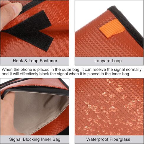 MECCANIXITY 2Pcs Faraday Bag, RFID Signal Blocking Pouch Fiberglass Wallet 7.87 Inch Anti-Tracking Anti-Spying for Phone and Key Fob, Orange in Saudi Arabia