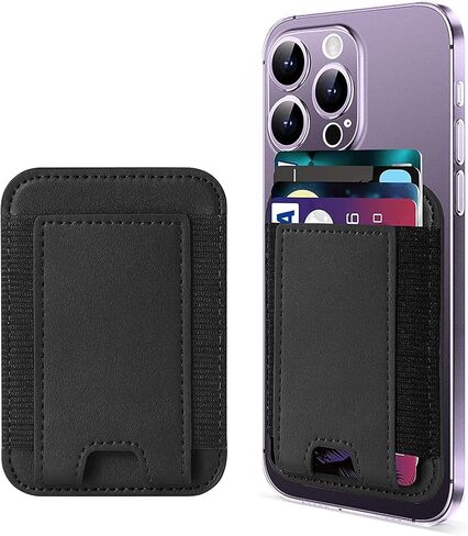 محفظة مغناطيسية للمغناطيس، محفظة مغناطيسية لهاتف iPhone 14/13/12، محفظة جلدية مغناطيسية، حامل بطاقة مغناطيسية لظهر iPhone 14 Pro Max/14 Pro/14/14 Plus/13/12 (PU أسود) in Kuwait