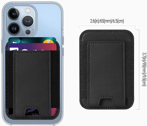 محفظة مغناطيسية للمغناطيس، محفظة مغناطيسية لهاتف iPhone 14/13/12، محفظة جلدية مغناطيسية، حامل بطاقة مغناطيسية لظهر iPhone 14 Pro Max/14 Pro/14/14 Plus/13/12 (PU أسود) in Kuwait