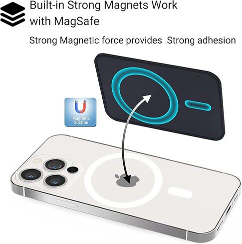 محفظة مغناطيسية للمغناطيس، محفظة مغناطيسية لهاتف iPhone 14/13/12، محفظة جلدية مغناطيسية، حامل بطاقة مغناطيسية لظهر iPhone 14 Pro Max/14 Pro/14/14 Plus/13/12 (PU أسود) in Kuwait