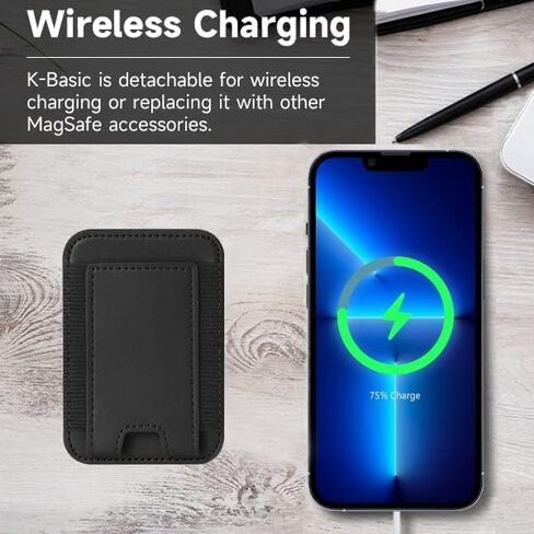 محفظة مغناطيسية للمغناطيس، محفظة مغناطيسية لهاتف iPhone 14/13/12، محفظة جلدية مغناطيسية، حامل بطاقة مغناطيسية لظهر iPhone 14 Pro Max/14 Pro/14/14 Plus/13/12 (PU أسود) in Kuwait