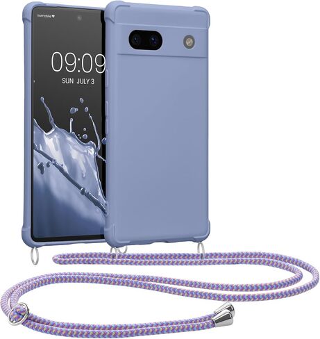 kwmobile Crossbody Case Compatible with Google Pixel 7a Case - TPU Silicone Cover with Strap - Coconut Swirl in Saudi Arabia
