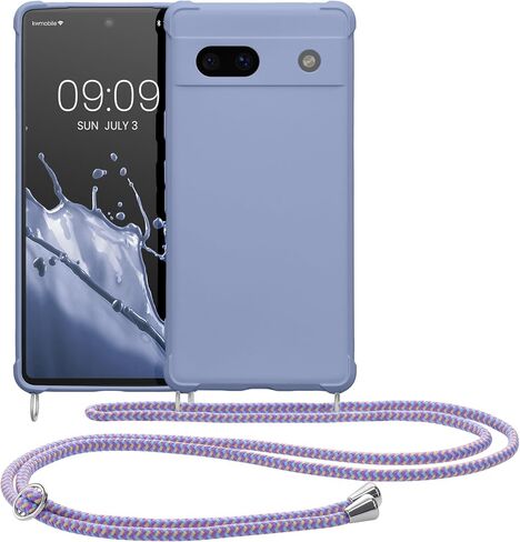 kwmobile Crossbody Case Compatible with Google Pixel 7a Case - TPU Silicone Cover with Strap - Coconut Swirl in Saudi Arabia