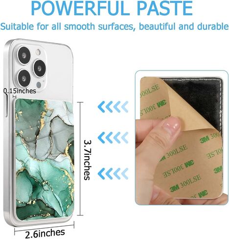 Leather Phone Card Holder Phone Wallet, Stick Back Phone Wallet Sticker Stylish Phone Case Credit Card Holder, Suitable for iPhone, Samsung, Android and Most Smart Phones.Dark Green Marble in Kuwait