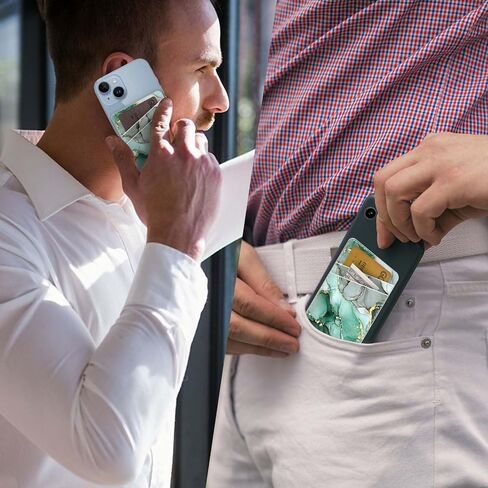 Leather Phone Card Holder Phone Wallet, Stick Back Phone Wallet Sticker Stylish Phone Case Credit Card Holder, Suitable for iPhone, Samsung, Android and Most Smart Phones.Dark Green Marble in Kuwait