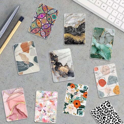 Leather Phone Card Holder Phone Wallet, Stick Back Phone Wallet Sticker Stylish Phone Case Credit Card Holder, Suitable for iPhone, Samsung, Android and Most Smart Phones.Dark Green Marble in Kuwait