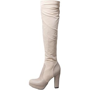 2023 New Long Tube Shoes Women's Elastic Frosted Water Platform High Heel Thick Heel Over Knee Boots European And Large Foreign Trade Boots Womens Chunky Heel Knee High Boots