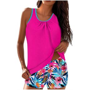 yardsong Tankini Swimsuits for Women Modest Two Piece Bathing Suits Blouson Swim Tank Top with Boy Shorts Trendy Swimwear
