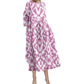 ثياب موومو للنساء الموضة 3/4 طاقم الأكمام الشاطئ شاطئ Kaftan فستان عتيق الطباعة