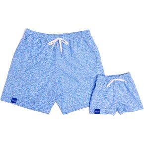 Father Son Ocean Blue Speckle Print Matching Swimsuits