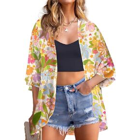 Kimono Cardigans for Women Cover up Open Front Floral Print Resort Wear/Beachwear Casual Summer Tops