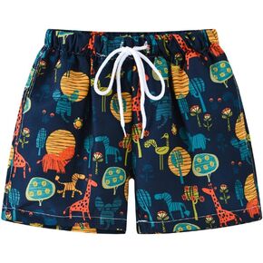 Kids Swim Trunks Quick Dry UPF 50+ Cartoon Print Surfing Board Shorts Summer Elastic Waist Swim Shorts Quick Dry Swimwear