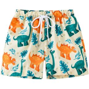 Kids Boys Swim Trunks Cartoon Print Toddler Beach Board Shorts Quick Dry UPF50+ Summer Bathing Suit Drawstring Swim Shorts